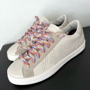 NEW P448 John Low Top Leather Suede Lace Up Sneakers